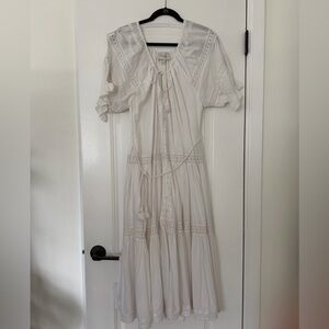 Cleobella Linen White Lace-Trimmed Dress